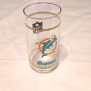 Vintage 80's Miami Dolphins NFL 14oz Drinking Glass Tumbler  NFL Mobil G…